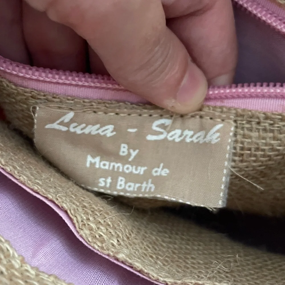 Luna Sarah by Mamour St Barth Burlap Handbag With Shoulder Strap Resortwear